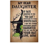 To My Daughter Remember Whose Daughter Witch Mom 20X30 CM Vintage Look Metal Decoration Painting Sign for Home Kitchen Bathroom Farm Garden Garage Inspirational Quotes Wall Decor