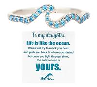 to My Daughter Ring Surfer Ring Highs and Lows Daughter Ring Birthday Gifts for Daughter from Mom European and American Light Luxury Water Wave Ring Promise Rings for Girls (C, One Size)
