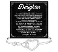 To My Daughter Star Heart Bracelet, Infinity Heart Bracelet For Daughter - Meaningful Gift From Mom & Dad With Heartfelt Message Card & Elegant Gift Box, Graduation Wedding Christmas Birthday Gifts