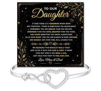 To My Daughter Star Heart Bracelet, Infinity Heart Bracelet For Daughter - Meaningful Gift From Mom & Dad With Heartfelt Message Card & Elegant Gift Box, Graduation Wedding Christmas Birthday Gifts