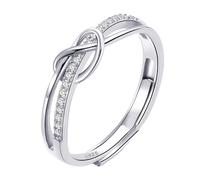 To My Daughter Sterling Silver Forever Linked Ring, S925 Adjustable Thumb Ring for Women, Mum, Love Knot Mother Daughter Jewelry