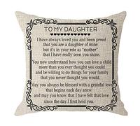 to My Daughters Cushion Cover Daughter Birthday Gifts Heart with Inspirational Sayings Burlap Throw Pillow Case Pillow Sham Cushion Cover Sofa Chair Decorative Square 18x18 Inches