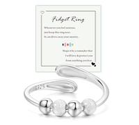 To My Dear Fidget Ring, Sterling Silver Fidget Rings for Anxiety Women, Silver Anxiety Ring for Mum Her Women Men, Adjustable Anti Aniexty Stress Relief Spinner Thumb Ring, Valentines Mothers Day