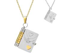 To My Dear Husband/Wife Book Necklace, Adjustable Engraved Love Chapter Book Necklace, Openable Multi Layer Love Necklaces for Women, for Valentine's Day, Anniversary (B, Gold Silver)