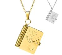 To My Dear Husband/Wife Book Necklace, Adjustable Engraved Love Chapter Book Necklace, Openable Multi Layer Love Necklaces for Women, for Valentine's Day, Anniversary (A, Gold)