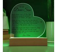 To My Dear Son - Never Forget That I Love You - Acrylic Heart Plaque, Inspirational Plaque Birthday Gift for Son, Personalized Plaque for Son, Heartfelt Keepsake