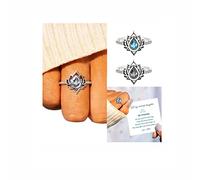 To My Dearest Daughter - Lotus Flower Rings Silver Lotus-Shaped with Cubic Zirconia Stackable Rings, Healing Yoga High Polish Statement Aesthetic Rings with Wish Card