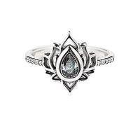 To My Dearest Daughter - Lotus Flower Rings Silver Lotus-Shaped with Cubic Zirconia Stackable Rings, Healing Yoga High Polish Statement Aesthetic Rings with Wish Card