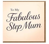 To My Fabulous Step Mum Card - Mother’s Day Card for Stepmum - Elegant Script on Soft Blush - Heartfelt Step Mum Greeting