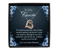 To My Fiancee Necklace - Engagement Gift Idea for Wife to Be Sentimental Bride to Be Soul Mate Anniversary Ideas for Women Silver Cubic Zirconia