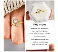 To My Fortune Around A Woman's Round Opal Anxiety Ring Teens Rings for Girls (Gold, One Size)