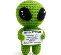 to My Friend Gifts - Handmade Crochet Alien Plush with Funny Friendship Message Card - Birthday, Christmas, or Just Because Present for Best Friend, Roommate, or Coworker
