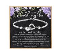 To My Goddaughter Wedding Day Bracelet Gifts Heart Link Jewelry from Godparent with Sentimental Card, Bride Gift from Godmother or Godfather - Love, Marriage, and Blessing Keepsake