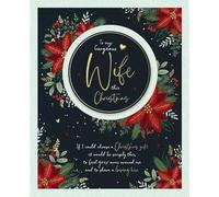 To my Gorgeous Wife this Christmas - Festive Xmas Poinsettias - Luxury Keepsake Christmas Boxed Handmade Card - XBDWW003