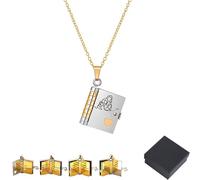 To My Granddaughter Book Necklace, For Granddaughter - The Most Beautiful Chapter Book Necklace from Grandma with 6 Pages of Engraved Information, Openable Multi Layer(1pc Silver)