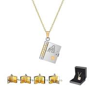 To My Granddaughter Book Necklace, For Granddaughter-The Most Beautiful Chapter Book Necklace, Openable Multi Layer (Silver 1pcs)