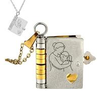 To My Granddaughter Chapter Book Necklace, Openable Multi Layer book necklace with 6 Pages Engraved Information, Love You Always & Forever Book Necklace book necklaces (Gold Silver)