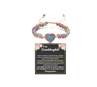 To My Granddaughter - Forever Love Jasper Heart Bracelet, You Are Always In Mine Heart From Grandma Natural Emperor Stone Double Layer Purple Beaded Woven Wrap Adjustable Mind Peace Gift Jewelry For