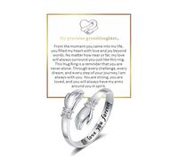 To My Granddaughter Hug Ring From Grandma, Adjustable Hope Rings Inspirational Stainless Steel Engraved With Always With You Message for Women Jewelry Gift for Her Birthday Christmas Non Tarnish