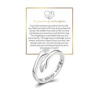 To My Granddaughter Hug Ring From Grandma, Adjustable Hope Rings Inspirational Stainless Steel Engraved With Always With You Message for Women Jewelry Gift for Her Birthday Christmas Non Tarnish