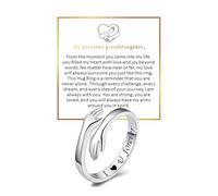 To My Granddaughter Hug Ring From Grandma, Adjustable Hope Rings Inspirational Stainless Steel Engraved With Always With You Message for Women Jewelry Gift for Her Birthday Christmas Non Tarnish