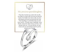 To My Granddaughter Hug Ring Hope Rings from Grandma, Adjustable Inspirational Stainless Steel for Granddaughter Non Tarnish Jewelry Gift for Birthday Christmas Engarved Always With You Message