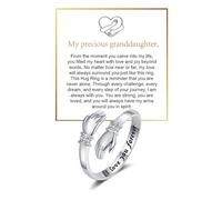 To My Granddaughter Hug Ring Hope Rings from Grandma, Adjustable Inspirational Stainless Steel for Granddaughter Non Tarnish Jewelry Gift for Birthday Christmas Engarved Always With You Message