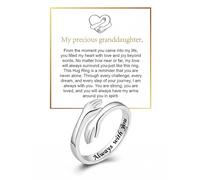 To My Granddaughter Hug Ring Hope Rings from Grandma, Adjustable Inspirational Stainless Steel for Granddaughter Non Tarnish Jewelry Gift for Birthday Christmas Engarved Always With You Message