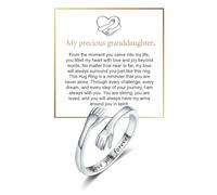To My Granddaughter Hug Ring Hope Rings from Grandma, Adjustable Inspirational Stainless Steel for Granddaughter Non Tarnish Jewelry Gift for Birthday Christmas Engarved Always With You Message