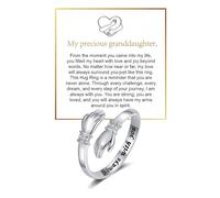 To My Granddaughter Hug Ring Hope Rings from Grandma, Adjustable Inspirational Stainless Steel for Granddaughter Non Tarnish Jewelry Gift for Birthday Christmas Engarved Always With You Message