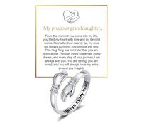 To My Granddaughter Hug Ring Hope Rings from Grandma, Adjustable Inspirational Stainless Steel for Granddaughter Non Tarnish Jewelry Gift for Birthday Christmas Engarved Always With You Message