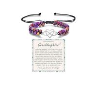 To My Granddaughter-Infinity Forever Love Heart Bracelet, Natural Emperor Stone Double Layer Purple Beaded Woven Wrap Bracelets Adjustable Mind Peace Gift Jewelry, L, Stone, no gemstone