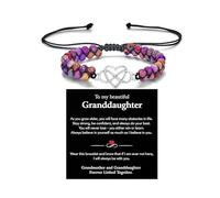 To My Granddaughter-Infinity Forever Love Heart Bracelet, Natural Emperor Stone Double Layer Purple Beaded Woven Wrap Bracelets Adjustable Mind Peace Gift Jewelry, L, Stone, no gemstone