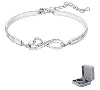 To My Granddaughter Infinity Heart Bracelet - Forever Connected Bracelet, Adjustable 7''-9'' 316 Stainless Steel Bangle Perfect for Graduation Birthday Christmas (Silver)