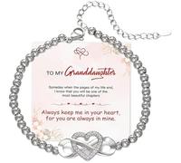 To My Granddaughter Infinity Love Bead Bracelet, You Are The Most Beautiful Chapters Heart Infinity Bead Bracelet, Gift from Grandma (Silver)