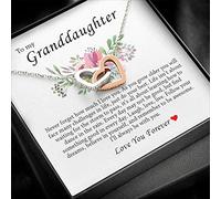 To My Granddaughter, Interlocking Heart Necklace Granddaughter Gift, Sentimental Message Card with Gift Box for Her, Best Gift for Birthday Graduation Christmas Day, Granddaughter Present from Grandma