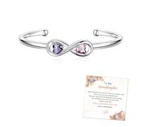 To My Granddaughter Keep Me In Your Heart Infinity Custom Birthstones Bracelet, Adjustable Infinity Birthstone Cuff Bracelets Bangle, Grandma for Granddaughter Inspirational Jewelry Gifts