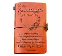 To My Granddaughter Leather Journal I am so Proud of You Writing Journey Drawing Sketch Book 120 Page Travel Diary Refillable Notebook Birthday Wedding Graduation Back to School Gift From grandma