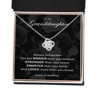 To My Granddaughter Necklace From Grandma, Gift Jewelry Love Knot for Granddaughters Or Girls On Birthday Graduation Wedding Valentines Mothers Day Christmas With Message Card And Box, Cubic Zirconia