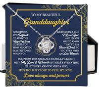 To My Granddaughter Necklace - Gifts From Grandma, Knot Love Necklace Filled With Love for Birthday, Mother's Day, Graduation, Wedding, Valentine's, Christmas, Cubic Zirconia, Cubic Zirconia