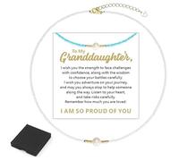 To My Granddaughter Necklace, I Am So Proud Of You Freshwater Pearl Necklace, Bohemian Choker Handmade Pearl Beaded Pendant Necklace Tiny Dainty Minimalist Jewelry Gifts for Women Teen Girls, Copper