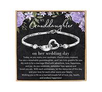 To My Granddaughter on Her Wedding Day Bracelet Gift Heart Link Jewelry from Grandma or Grandpa, Bride Keepsake for Granddaughter’s Marriage Celebration