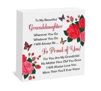 to My Granddaughter Wood Box Sign Granddaughter Gifts from Grandma Grandpa Wooden Plaque Box Sign Birthday Christmas Graduation Gifts for Granddaughters Encouragement Desk Decor Accessories