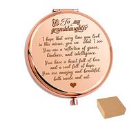 To My Granddaughter - You're Amazing And Beautiful - Pocket Encouragement Mirror, Compact Makeup Mirror, Granddaughter Gift from Grandparents (Rose Gold)