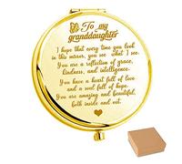 To My Granddaughter, You're Amazing and Beautiful - Pocket Mirror, Folding Encouragement Gift Compact Makeup Mirror, Gold
