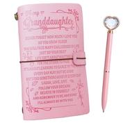 To My Granddaughter's Gift, Pink Journal with Heart Diamond Pen, Refillable Notepads, Personalised Diary Notebook for Girls, Christmas Birthday Anniversary Graduation Gifts for Granddaughter