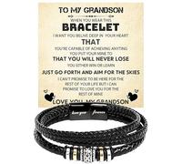 To My Grandson Bracelet from Grandma & Grandpa, Gift Bracelet for Graduation, Birthday, Anniversary, Christmas or Valentine’s Day with Message Card & Gift Box, Meaningful Present from Grandparents