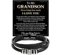 To My Grandson Bracelet from Grandma & Grandpa, Gift Bracelet for Graduation, Birthday, Anniversary, Christmas or Valentine’s Day with Message Card & Gift Box, Meaningful Present from Grandparents