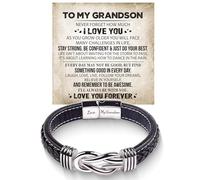 To My Grandson Bracelet, Grandson's Infinity Knot Bracelet Forever Linked Together Bracelet To My Grandson From Grandma Stainless Steel Engraved Jewelry For Christmas Birthday Gifts, L, Stainless