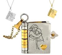 To My Grandson Chapter Book Necklace - Grandsons Gifts From Grandma, Adjustable "My Beloved grandsons"Hummingwings Book Necklace, Personalized My Champion book Necklaces (Gold Silver)